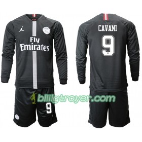 Billige Fotballdrakter Paris Saint-Germain CAVANI 9 Jodan Svart Barn Tredjedraktsett 2018/19 Langermet